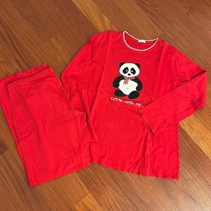 United Colors of Benetton Women’s Pajama set - panda bear red M